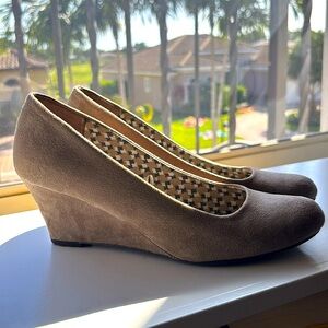 Tan suede wedges